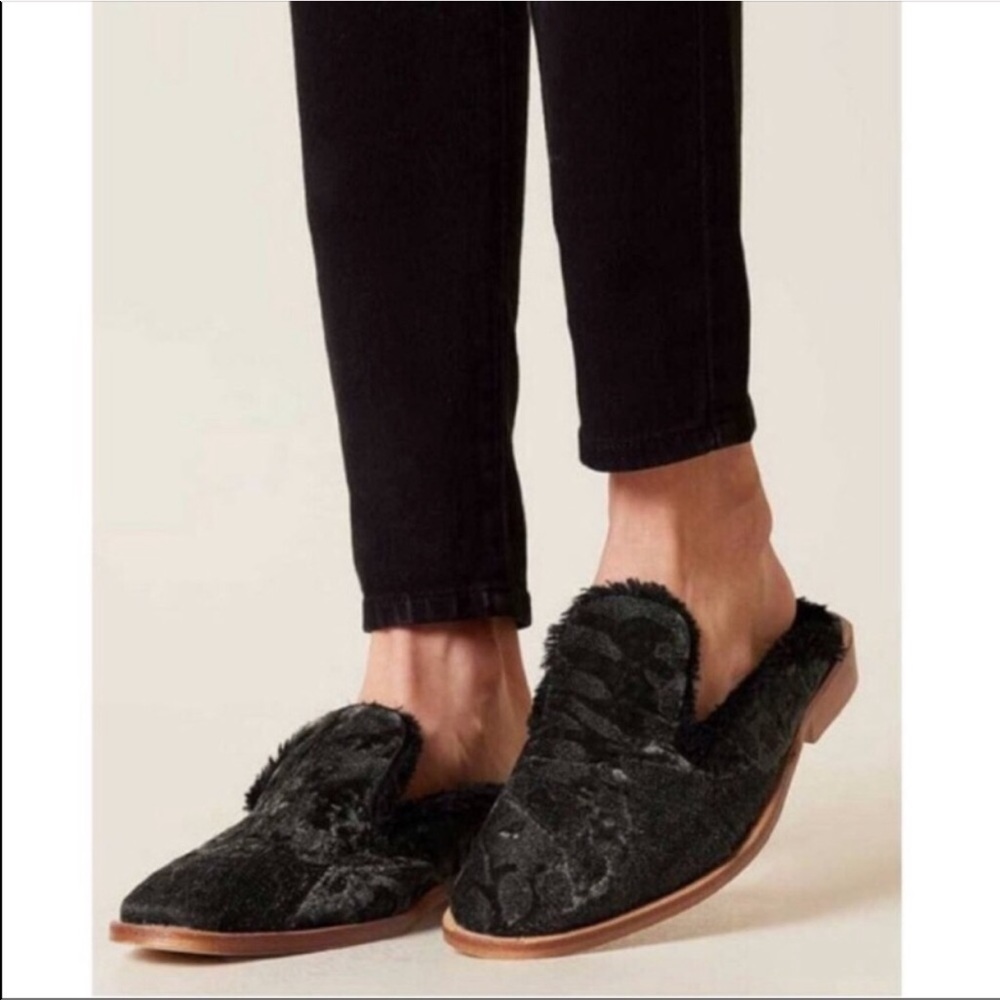 Free People Faux Fur Mules